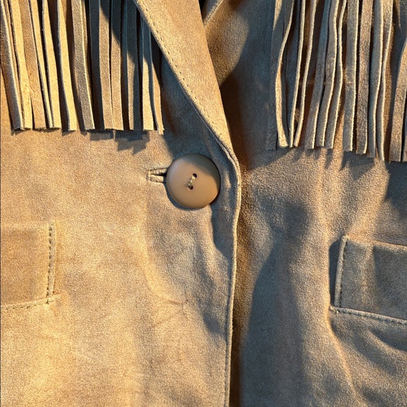 Vtg 80s Genuine suede leather jacket w shoulder pads. Sz roomy M. Made in Spain - Picture 4 of 10